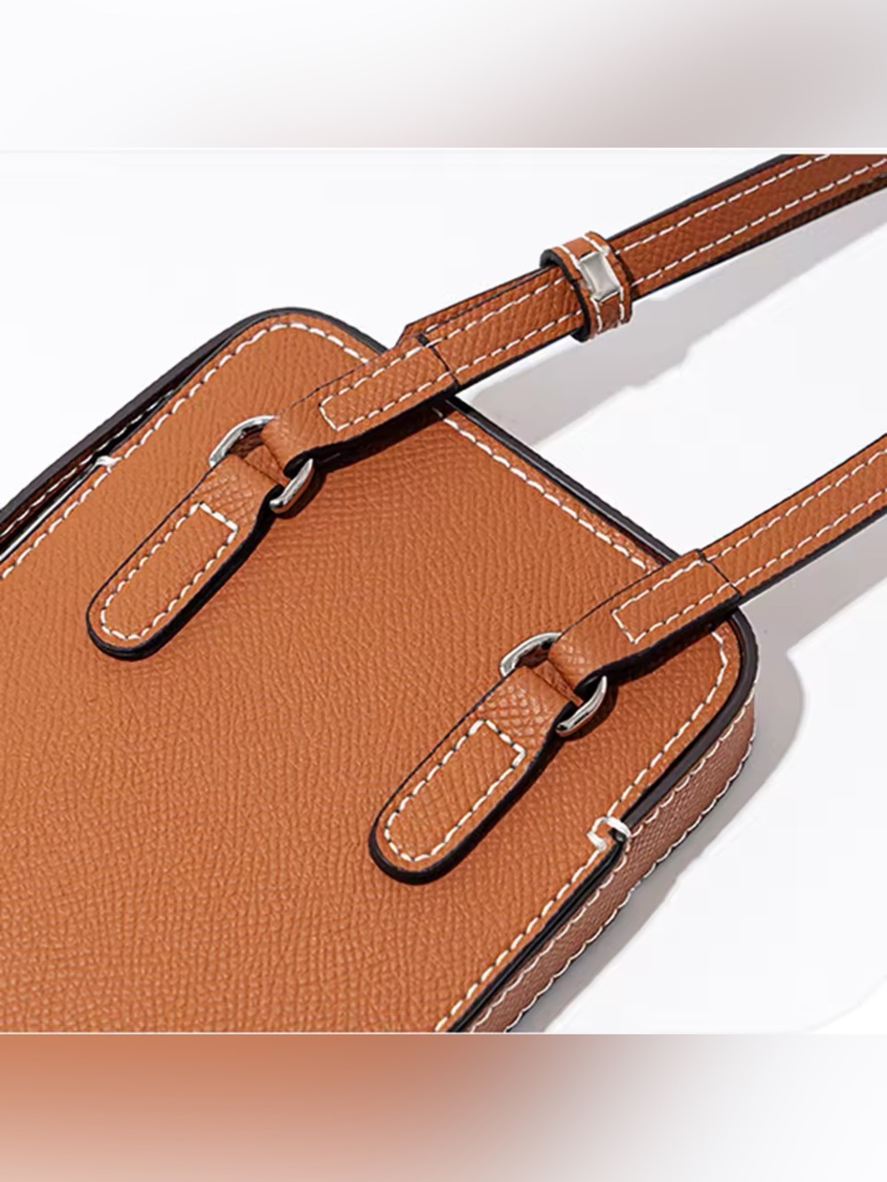 NWT BRAND NEW Leather Crossbody Phone Bag in Tan - Picture 3 of 11